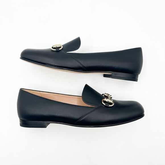Gucci Horsebit Loafers Black Leather Flats Square Toe Size 37, 7 - Picture 8 of 13